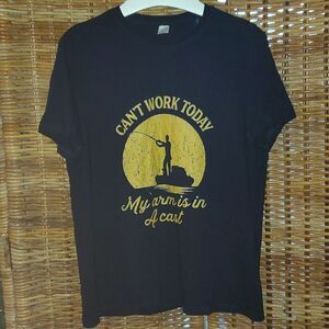 Can't Work Today My Arm Is In A Cast Fishing Sick Call T Shirt L
